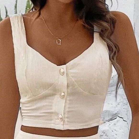 Button Detail Sweetheart Crop Top Maxi Skirt Set - Picture 6 of 9